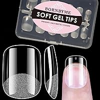 Vista 9 de Puntas de uñas de gel suave extra cortas en forma de almendra, 120 piezas Puntas de extensión de uñas con cobertura total pre-buf, puntas de uñas