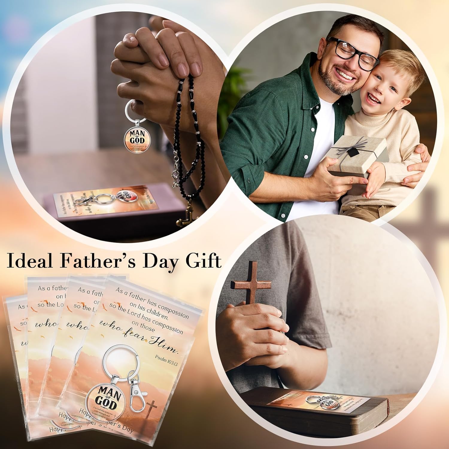 Aurelema Fathers Day Keychain Gifts for Church Man of God Christian Bible Verse Keychain for Men Dad Pastor