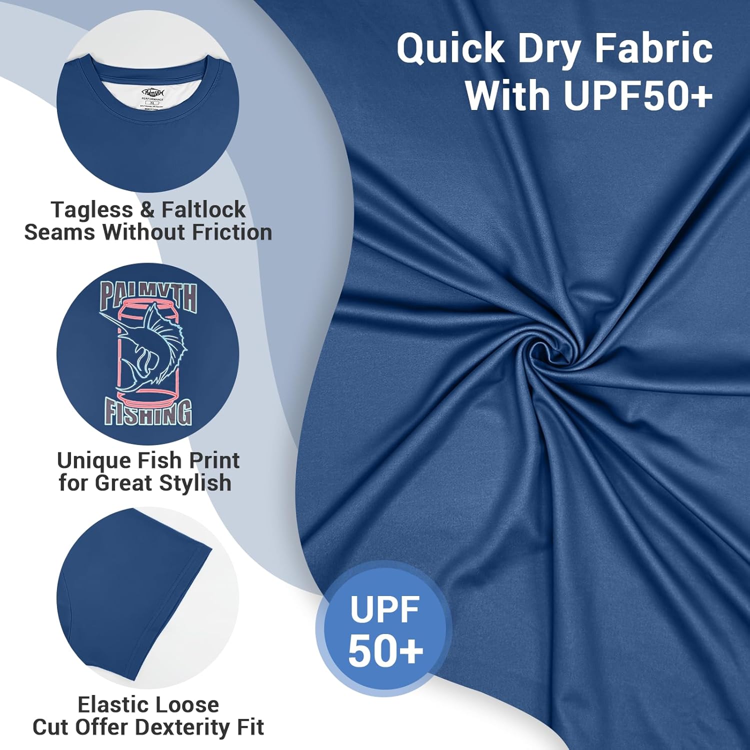 Palmyth Men's Fishing UPF 50+ Sun Protection Short Sleeve T-Shirt - Image 5