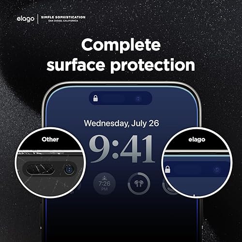Miniatura 5 de elago 2 protectores de pantalla de vidrio templado compatibles con iPhone 15 Pro Max, dureza de superficie 9H, antihuellas, a prueba de roturas,