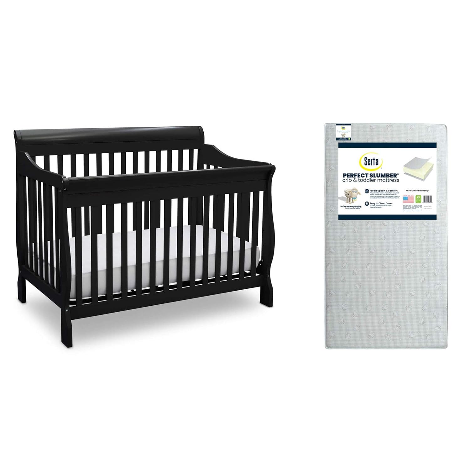 Delta Canton 4 in 1 Convertible Crib with Mattress Bundle