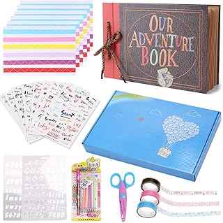 Vienrose Our Adventure Book Scrapbooks Album Up Movie Scrap Photo Book Embossed Words with Luxury DIY Kit for Boyfriend Couples