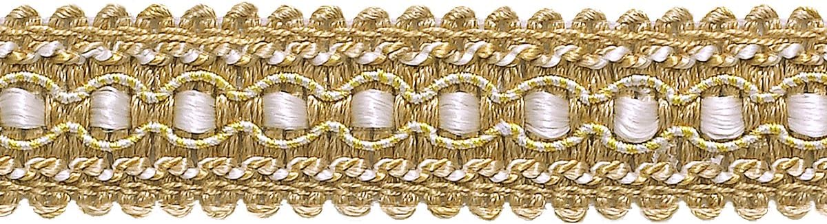 DÉCOPRO 1" (2.5cm) Wide Imperial Collection Decorative Gimp Braid Trim # 0125IG, Rustic #4975 (Light Gold, Beige and Yellow Gold) 27 Yard Package (82 ft/25m)