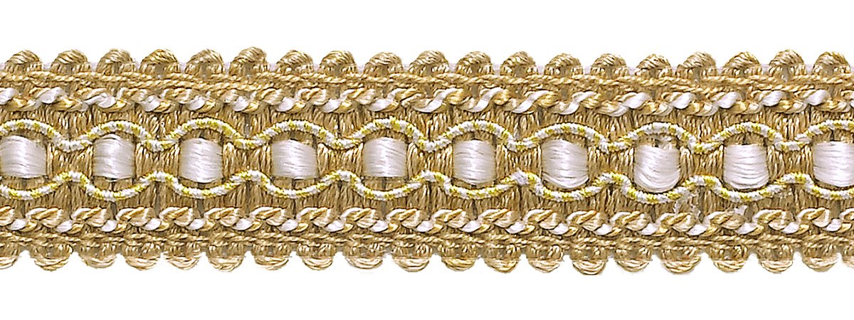 Galon de tapissier or et ivoire 32mm pour sublimer les rideaux du salon et les coussins de lit