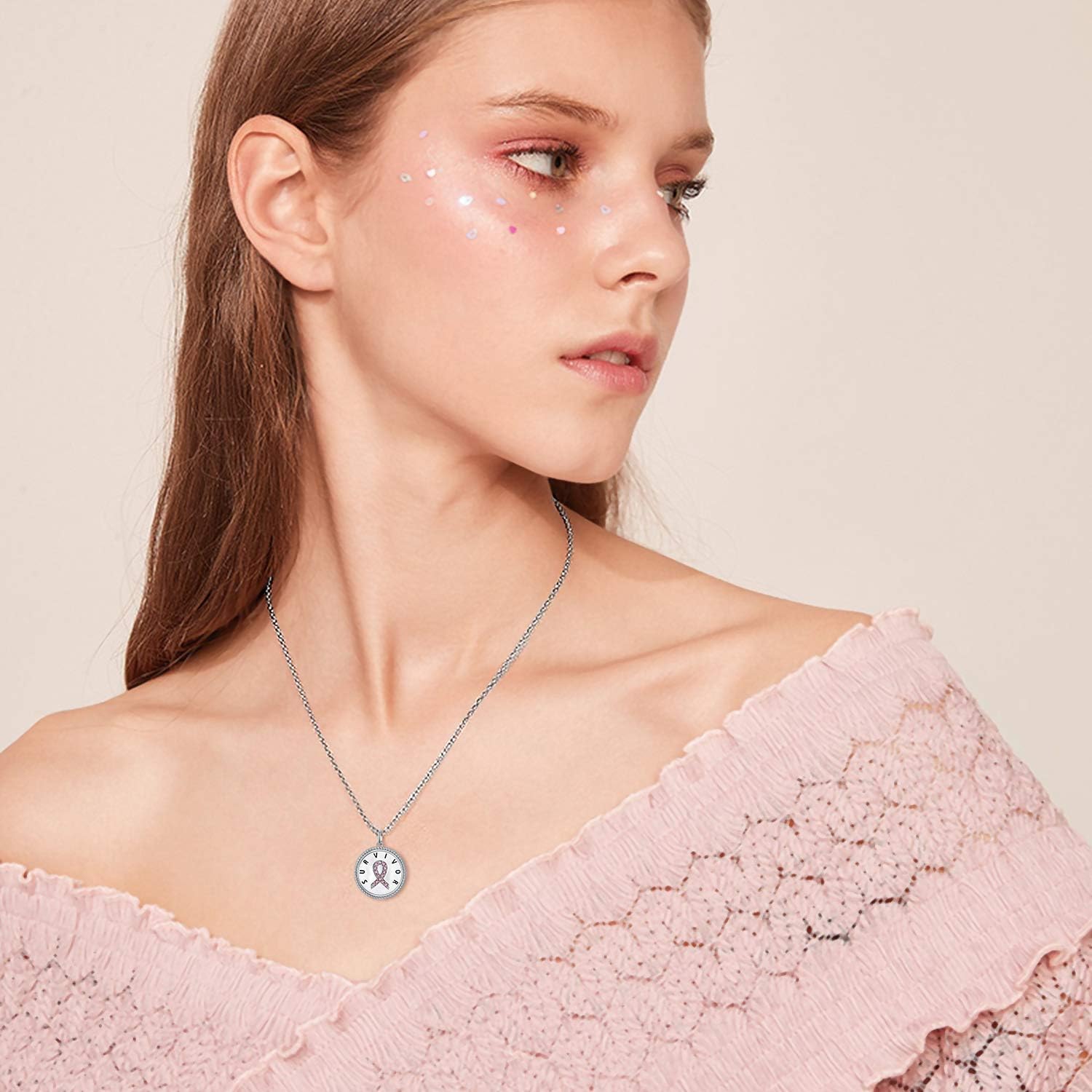 AOBOCO Sterling Silver Cancer Survivor Necklace Breast Ovarian Cancer Patient Gifts - Image 5