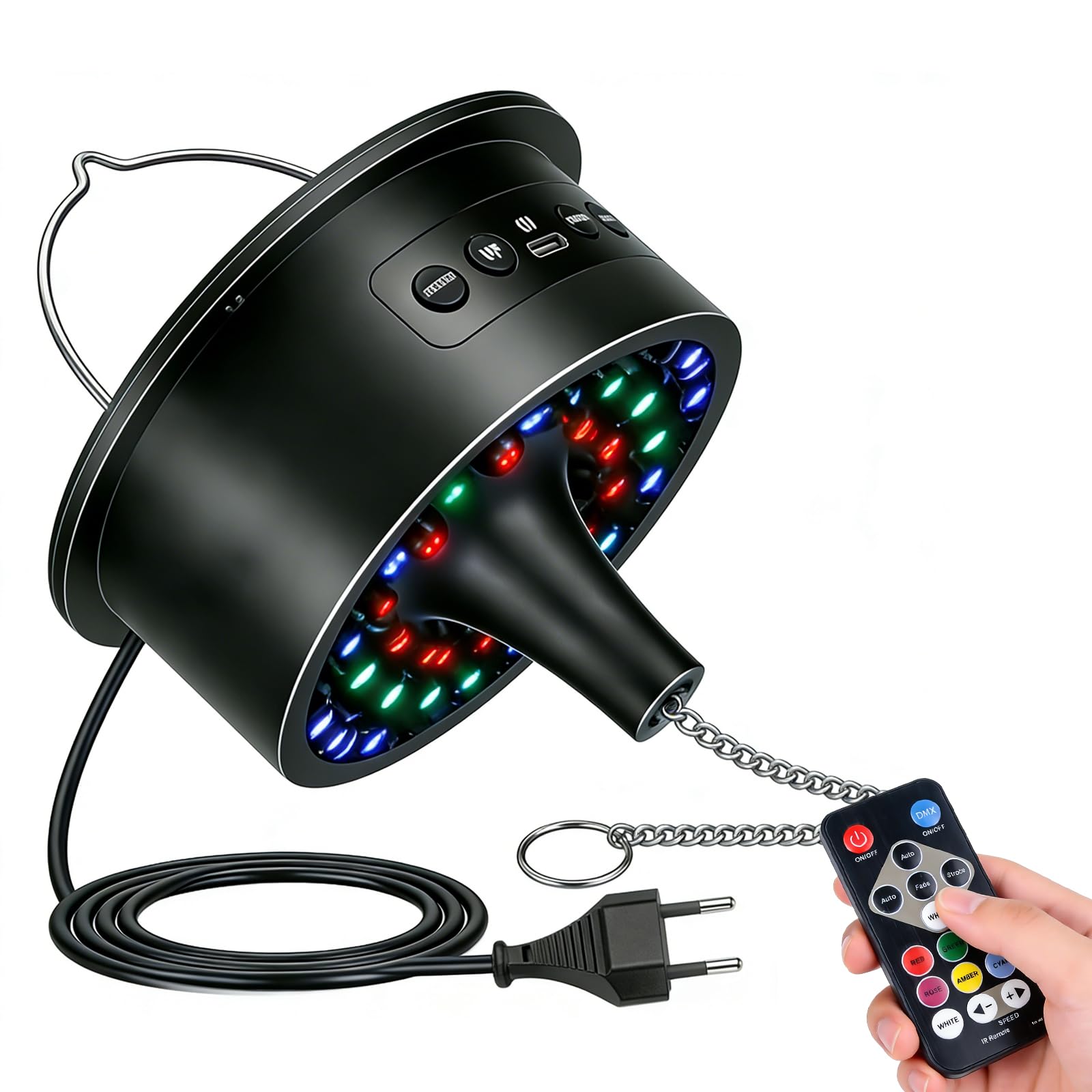 Motore Rotativo a Sfera Da Discoteca: Motorino Elettrico Da Palla Stroboscopica, Motore a Sfera per Specchi Con 30 Luci LED E Telecomando per Decorazioni per Feste, Dj, Pub, Bande, Discoteche, KTV