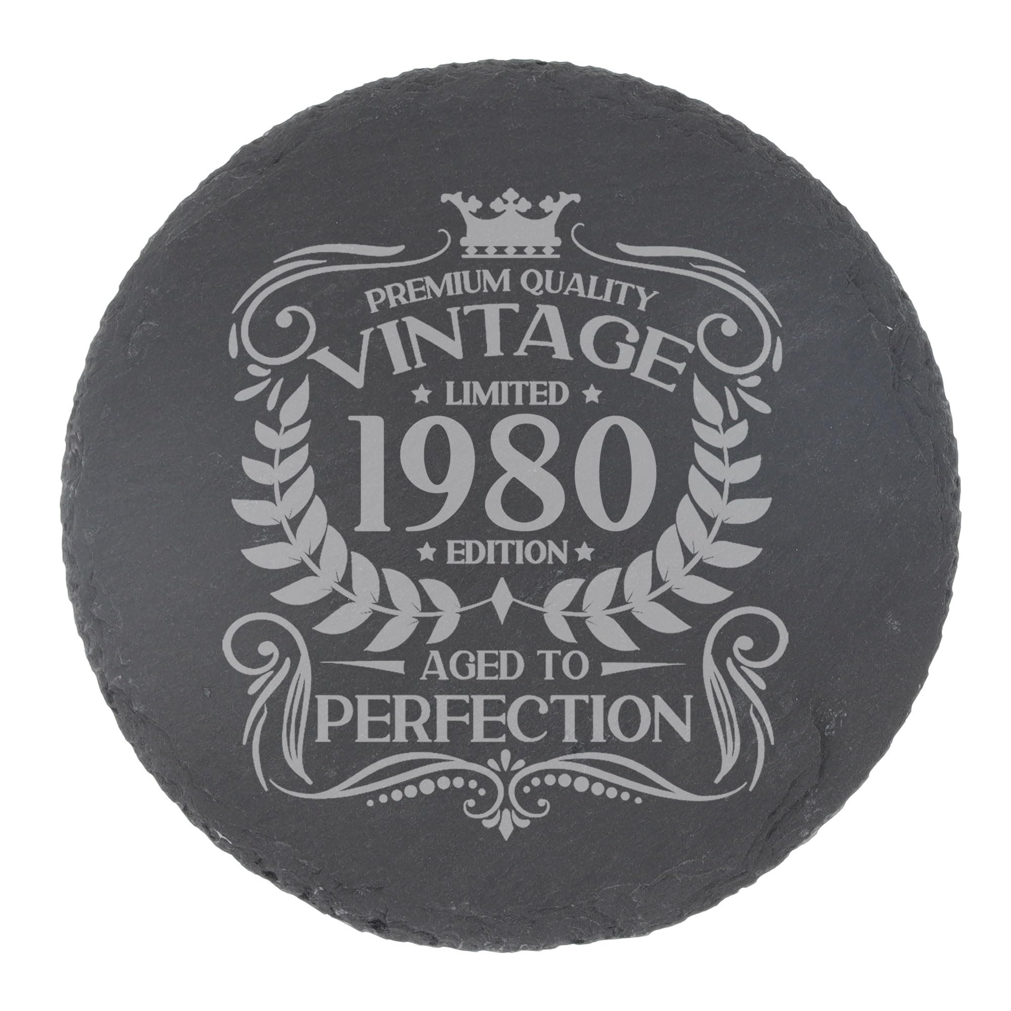 80th Birthday Gift for Men Vintage 1946 Aged to Perfection Engraved Slate Coaster Present for 80 Year Old Etched Natural Slate Placemat (Round Slate) — view 250
