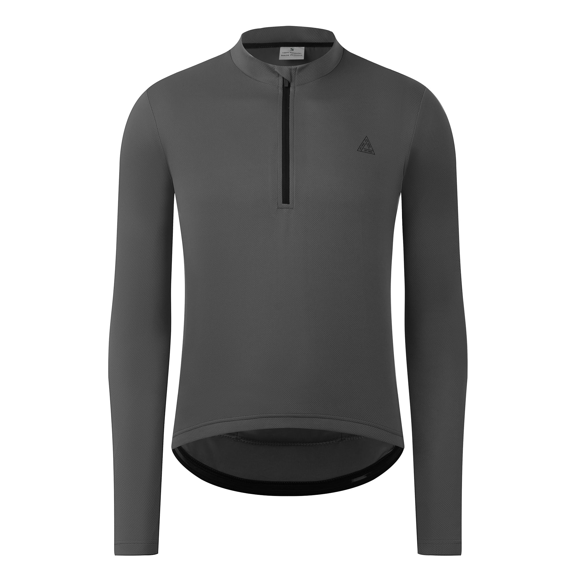 OFF PRND Men's Cycling Jersey Long Sleeves Bike Jersey 1/3 Zipper Solid Color Club Fit, Biking Cycling Shirt Zipper Pocket