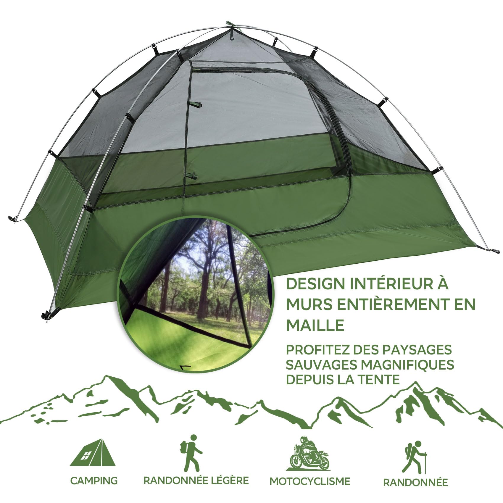 Clostnature Tente de Camping 1/2/3/4 Personnes, Tente Trekking Légère | 3-4 Saisons, Double Paroi, Imperméable et Bien Aérée, Compact, Facile à Monter pour Randonnée, Bivouac, Outdoor, Trekking