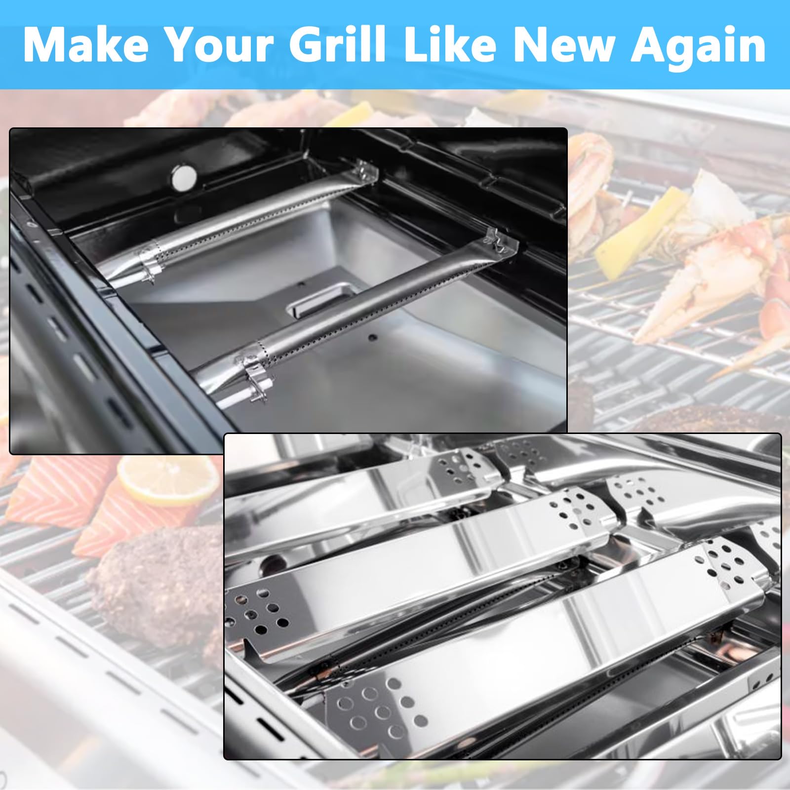 Piezas de repuesto para Nexgrill 720-0830X, quemadores de gas y domadores de llama, kit de repuesto para parrilla de gas Nexgrill 4 quemadores 720-0830X