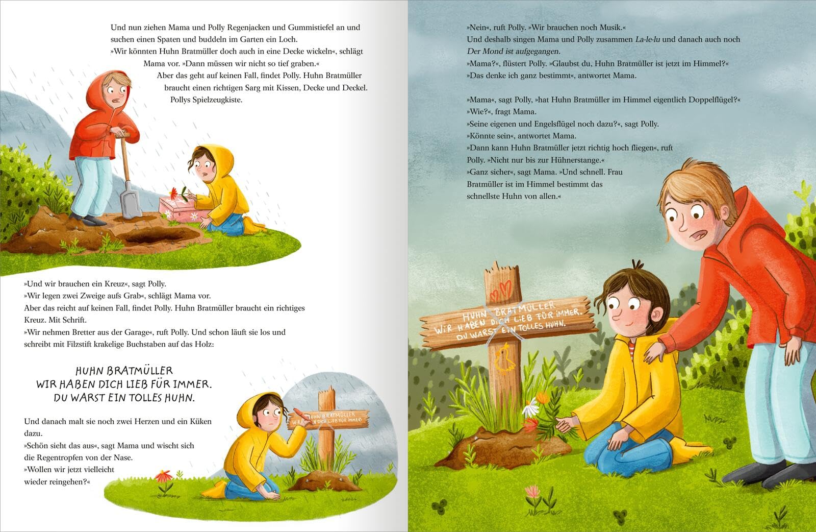 Pollys Huhn kommt in den Himmel: Einfühlsames Bilderbuch zum Thema Trauer, Trost & Zusammenhalt beim Thema Tod | ab 4 Jahren