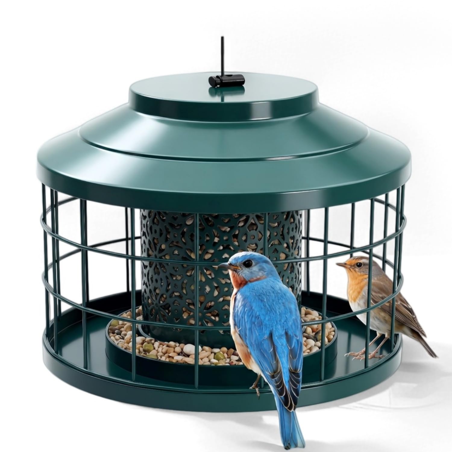 BPYOT Outdoor Hanging Metal Bird Feeder, Squirrel & Pigeon Proof, Weather Resistant Feeder For Small Wild Birds, Suitable for Garden Decoration