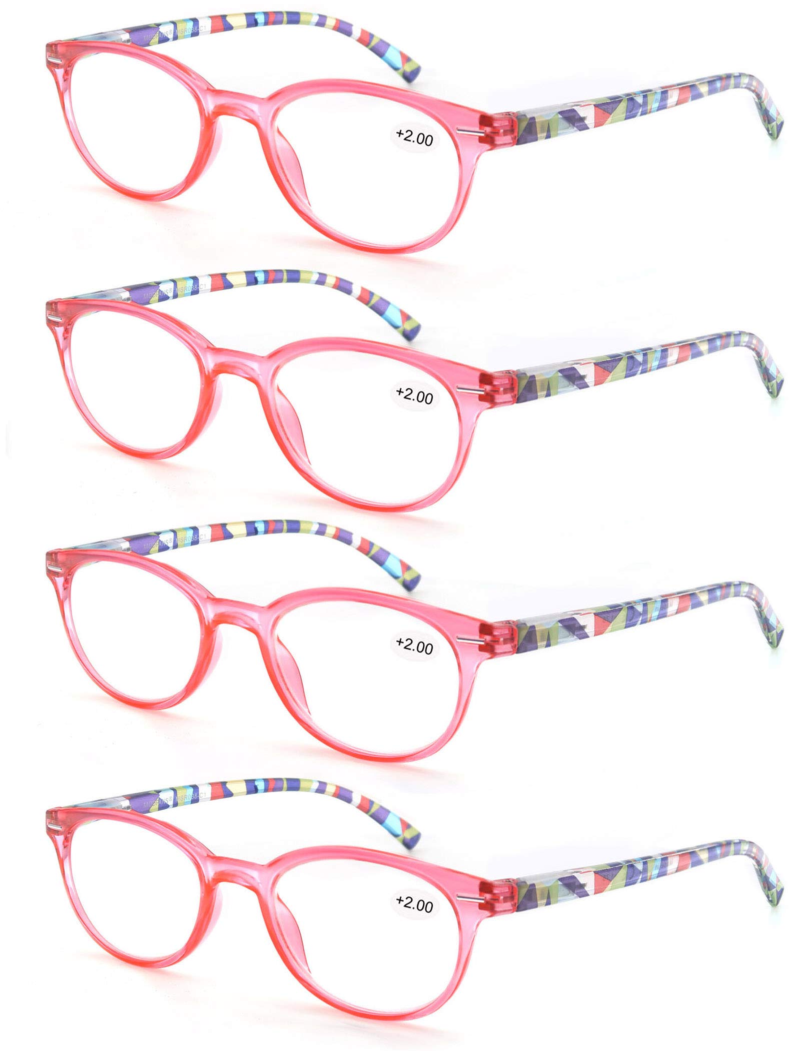 MODFANS Un Pack de 4 Gafas de Lectura/Gafas para Presbicia Mujeres,Buena Vision Ligeras Comodas,Vista de Cerca/Vista Cansada