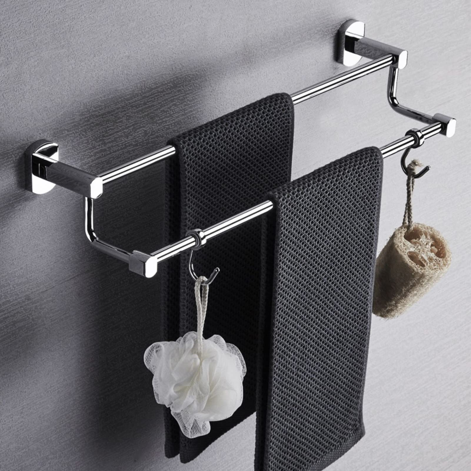 Portasciugamani da Parete, Interamente in Rame, da 30 cm a 100 cm, Supporto Doppio per Bagno e Cucina, Montaggio con Viti (Dimensioni: 30 cm)