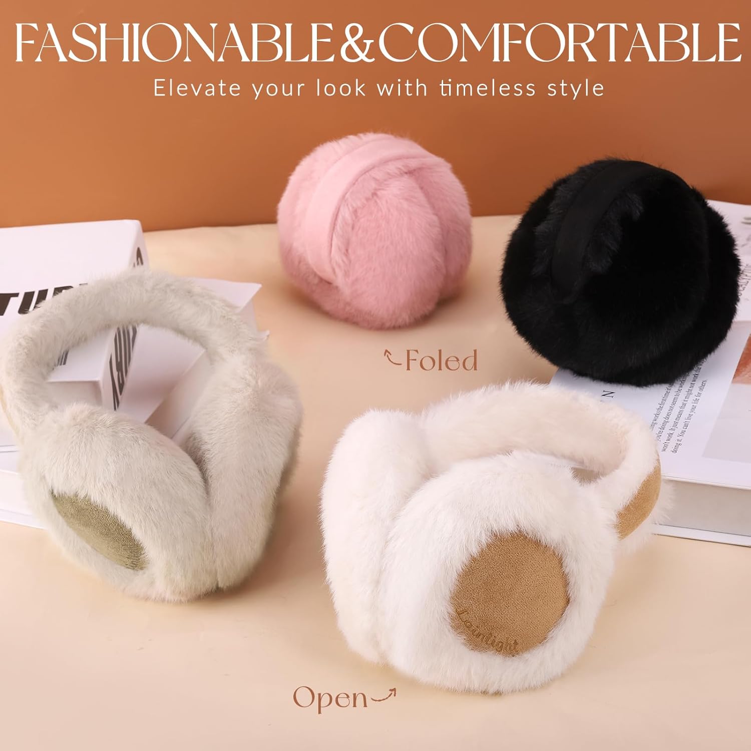 Ear Muffs for Winter Women Faux Fur Warm Earmuffs Foldable Cute Fuzzy Ear Warmers - Image 4