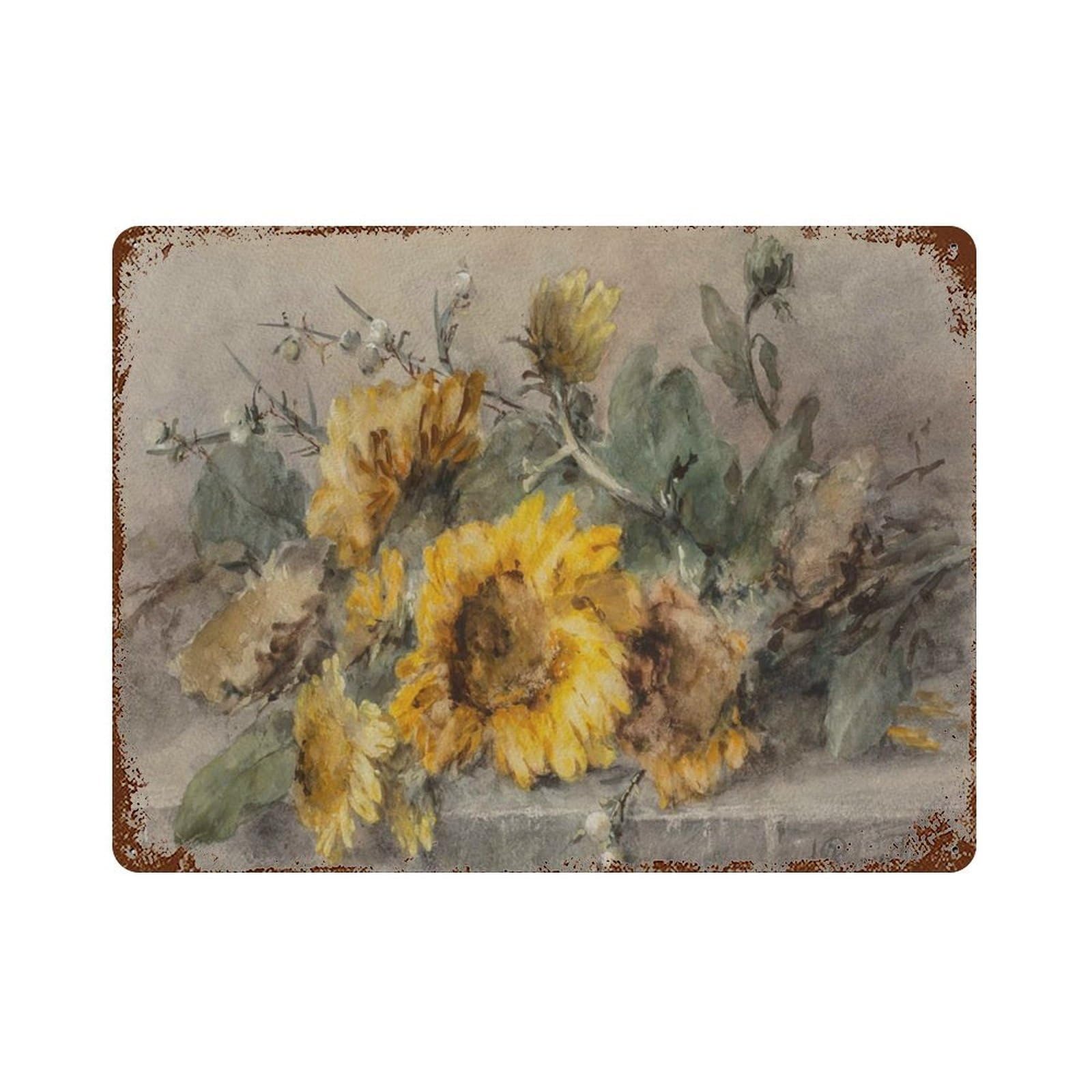 xiaoxiaoshen Sunflower Vintage, Botanical Painting Wall Decor Art Metal Tin Poster Modern Home Decor Art Home Bar Shop Decorations Vintage Sign 30x40cm