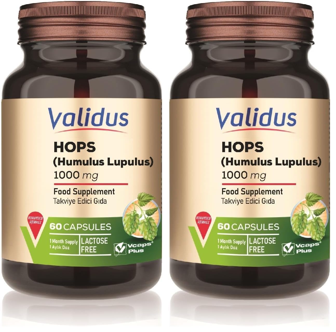 Validus Humulus Lupulus (HOPS) 1000 Mg 60 Capsules (2 paketi)