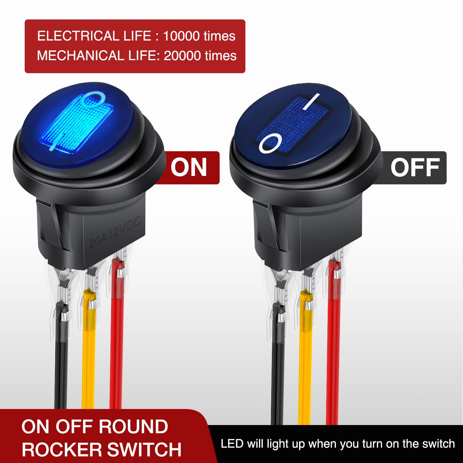 mankk 4PCS Waterproof Rocker Switch 12V Round Toggle