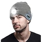 CENSGO Bluetooth Beanie with The Light, Unique Tech Gifts for Men Husband Him Teen, Wireless Headphones for Fishing Jogging Working, Christmas Stocking Grey