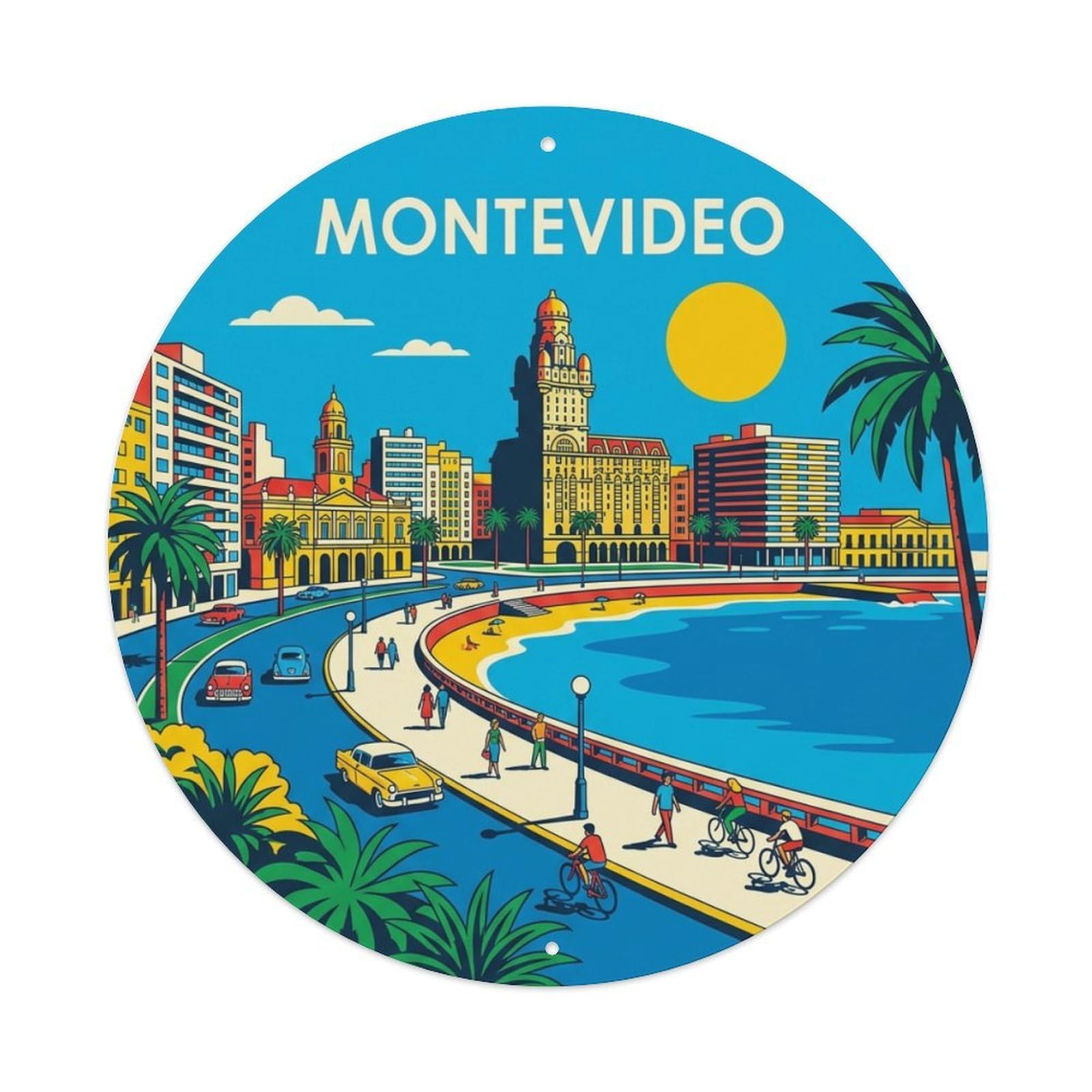 Vintage Travel Uruguay Montevideo Vintage Metal Tin Sign Plaque Wall Decor for Cafe, Club Bar, Office, Garden Metal Poster 8x8Inch