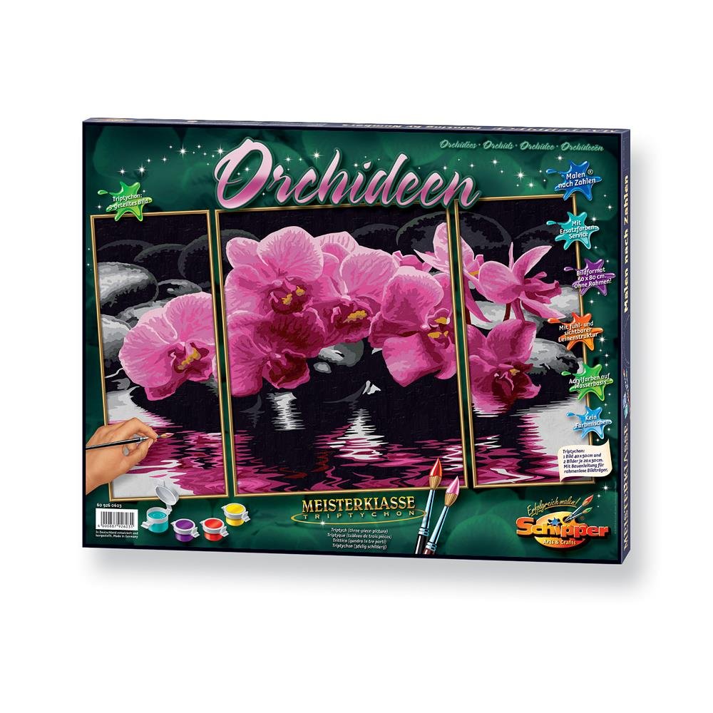 Schipper 609260603 - Dipingi con i Numeri - Orchidee (Trittico), 50x80 cm
