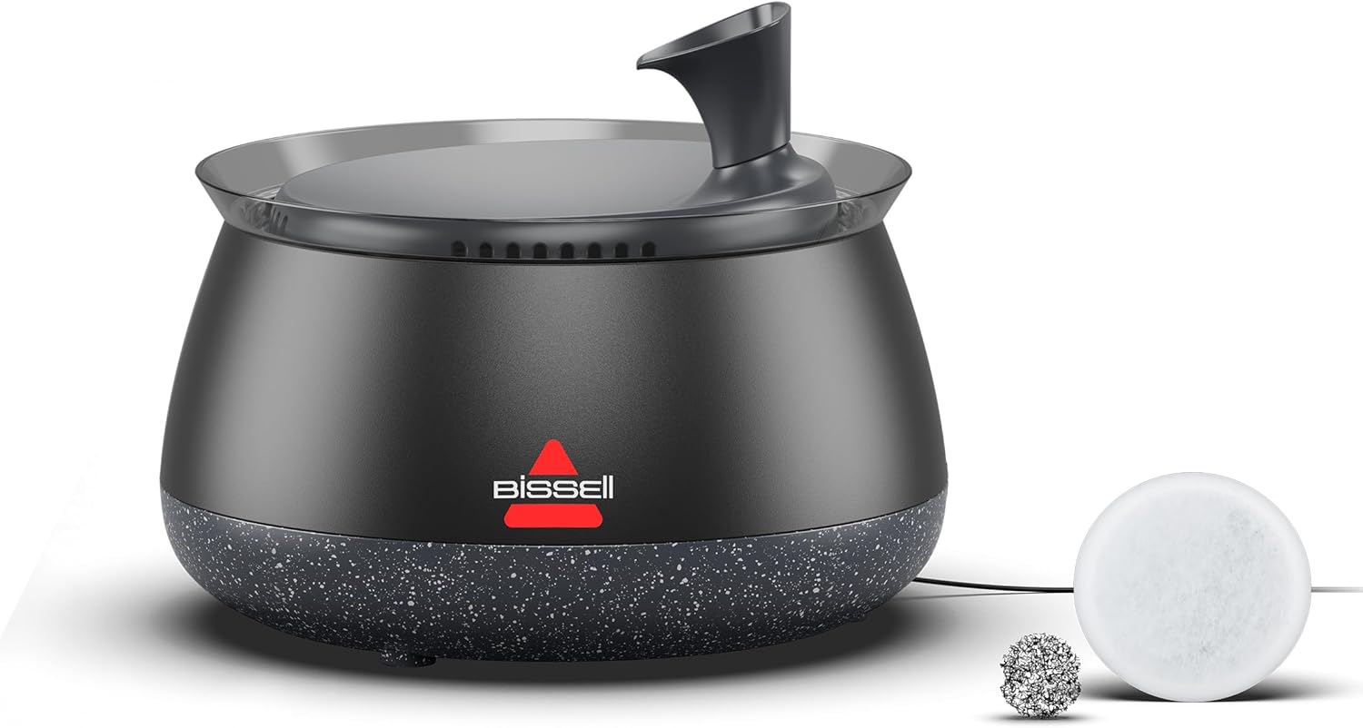 BISSELL HydrateWell Pet Water Fountain, 91oz/2.7L Automatic Cat Water Fountain, SlimeShield Technology with 5-Layer Filtration, Wireless Quiet Pump, Easy Clean for Cats Dogs, 4408