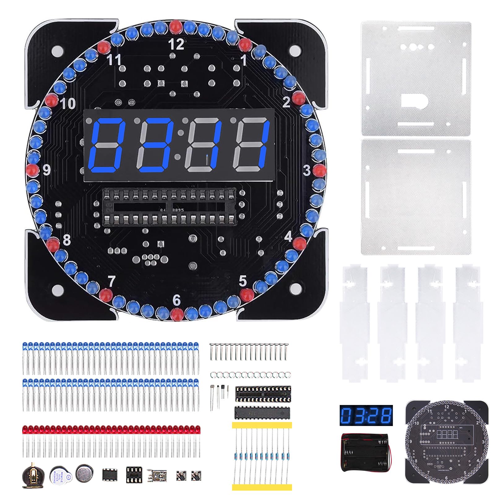 Kalttoy Blue Digital Clock Soldering Set With Battery Case Enclosure For Science Projects Electronics Learning & Home Soldering Project Set