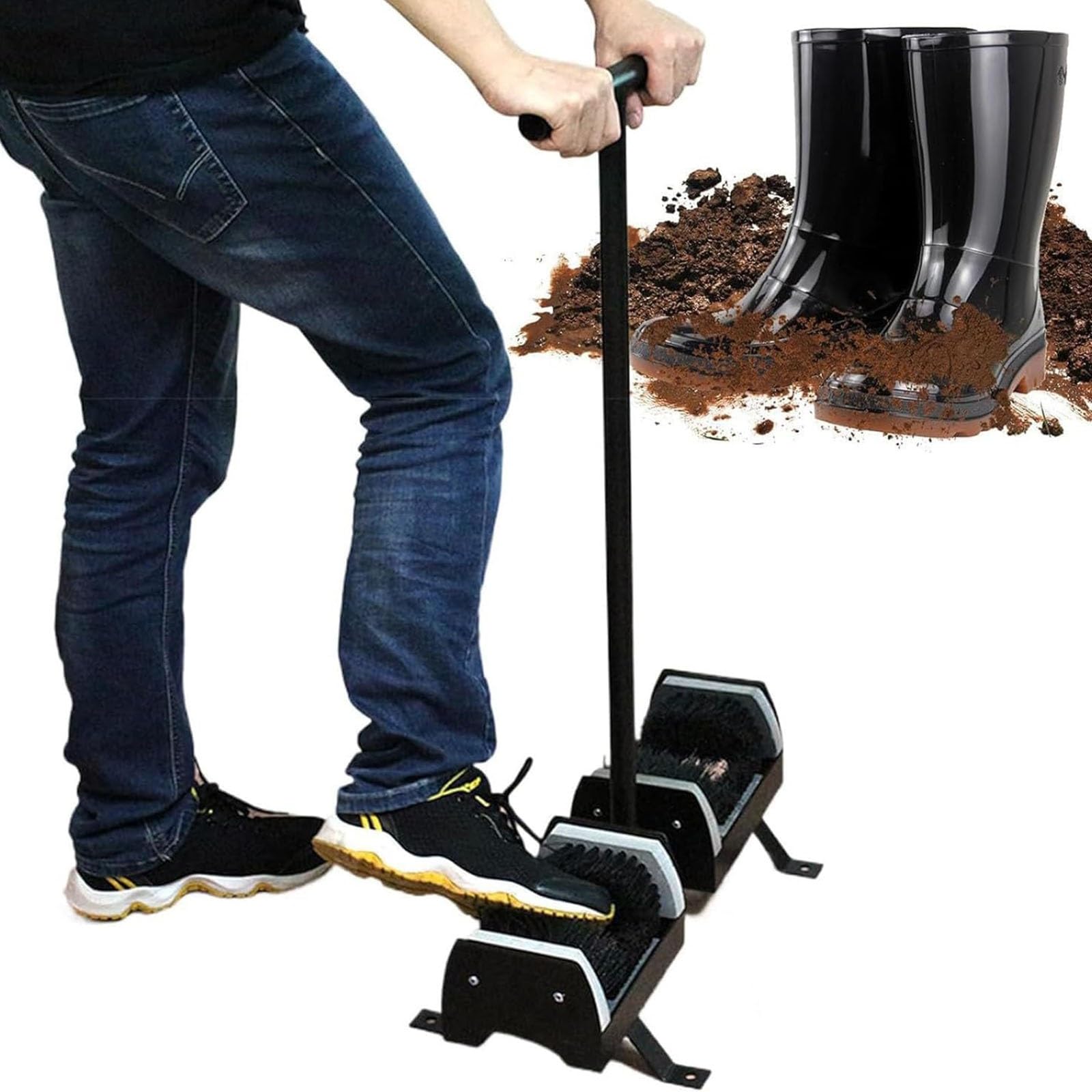 Metallo Pulisci Stivali con Maniglia Lunga, Robusta Spazzola Scarpe Esterna, Raschietto con Montaggio a Pavimento per Cantiere e Giardino, Stazione di Pulizia