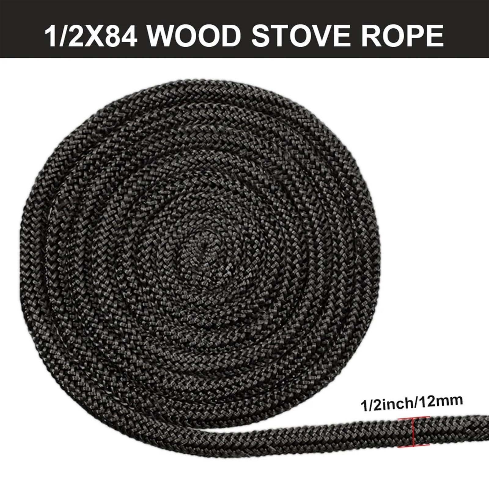 Guarnizione for stufa a legna, camino, corda in fibra di vetro, grigio scuro, 6-12 mm x 2 metri(10mm x 2M)