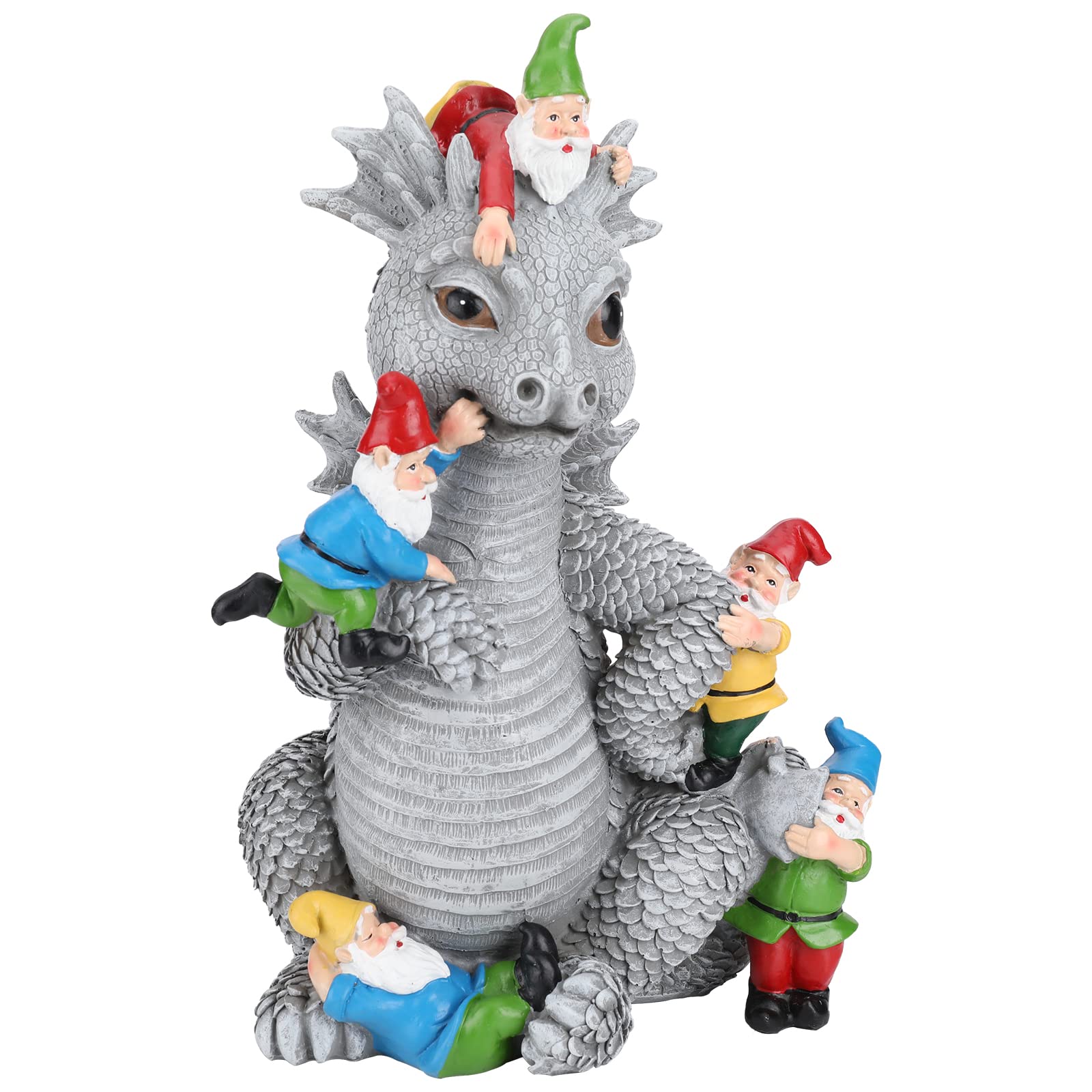 Ovewios Garden Gnome Statue Outdoor Decor - Dragon Gnomes Statues Garden Art for Outdoor Patio Lawn Yard Decorations, Outdoor Statues Garden Decor for Outside, Housewarming Garden Gift