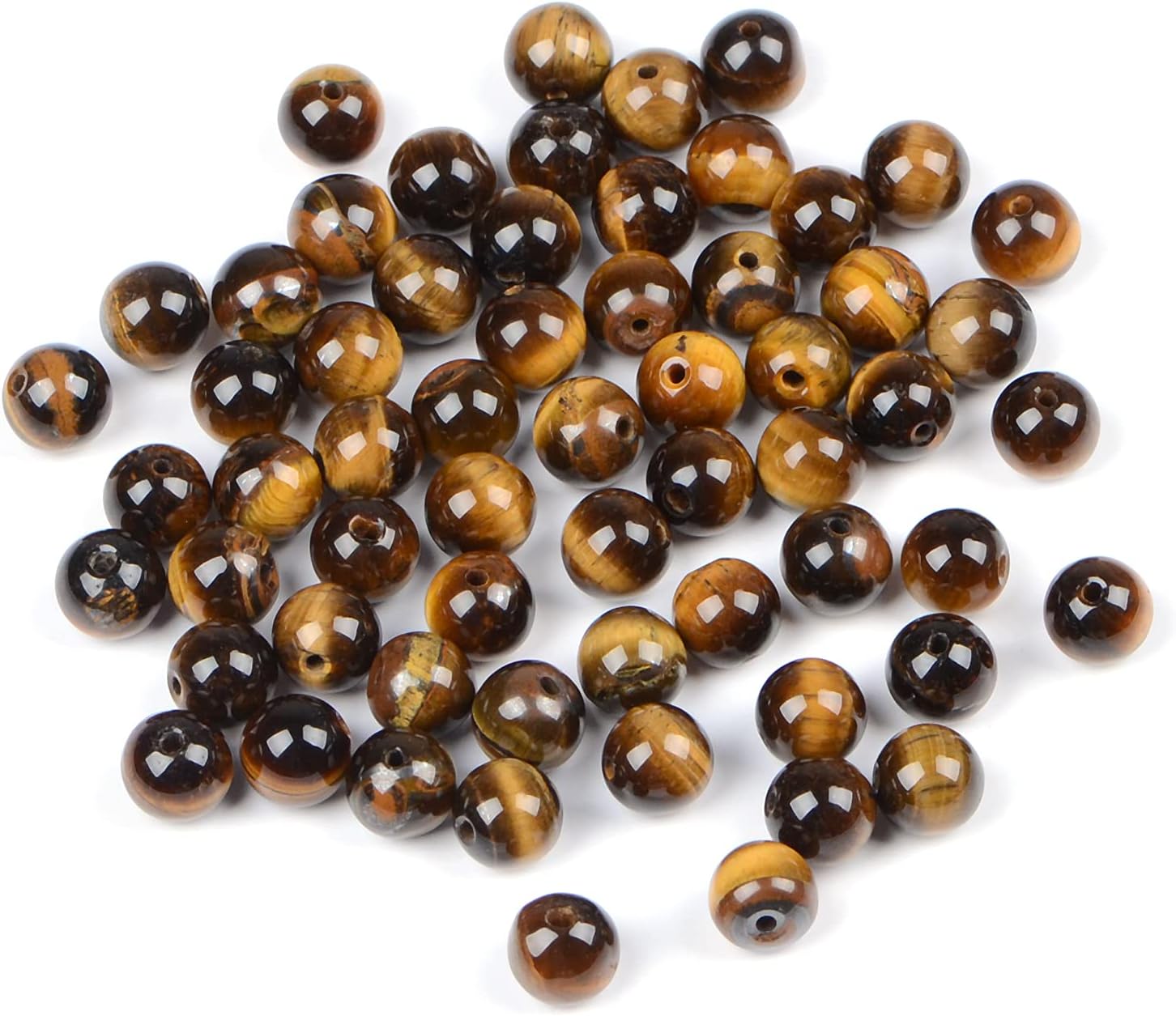 Bymitel 210pcs Natural Crystal Beads Stone Gemstone Round Energy Healing Loose Beads with Stretch Cord for Jewelry Making Bracelets Anklets (Yellow Tiger Eye's, 6mm 210pcs) Yellow Tiger Eye's 6mm 210pcs