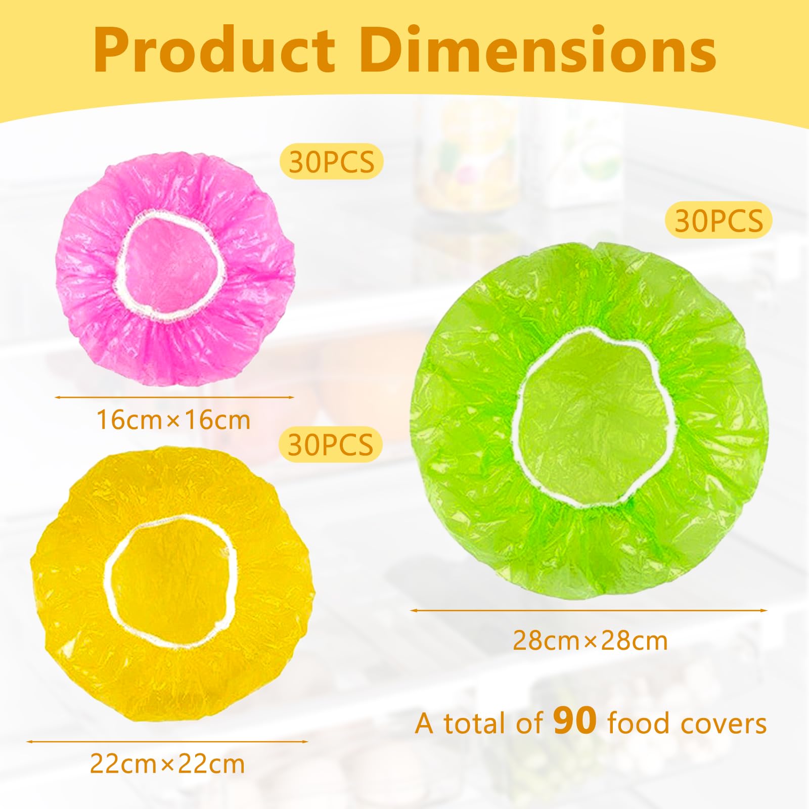 90 Pezzi Coprivivande Plastica Riutilizzabile Coperchi in Plastica Morbida Ciotole Cuffie per Alimenti Cucina Copri Alimenti con Elastico Cuffie Copri Vivande per Conservare Fresca la Frutta