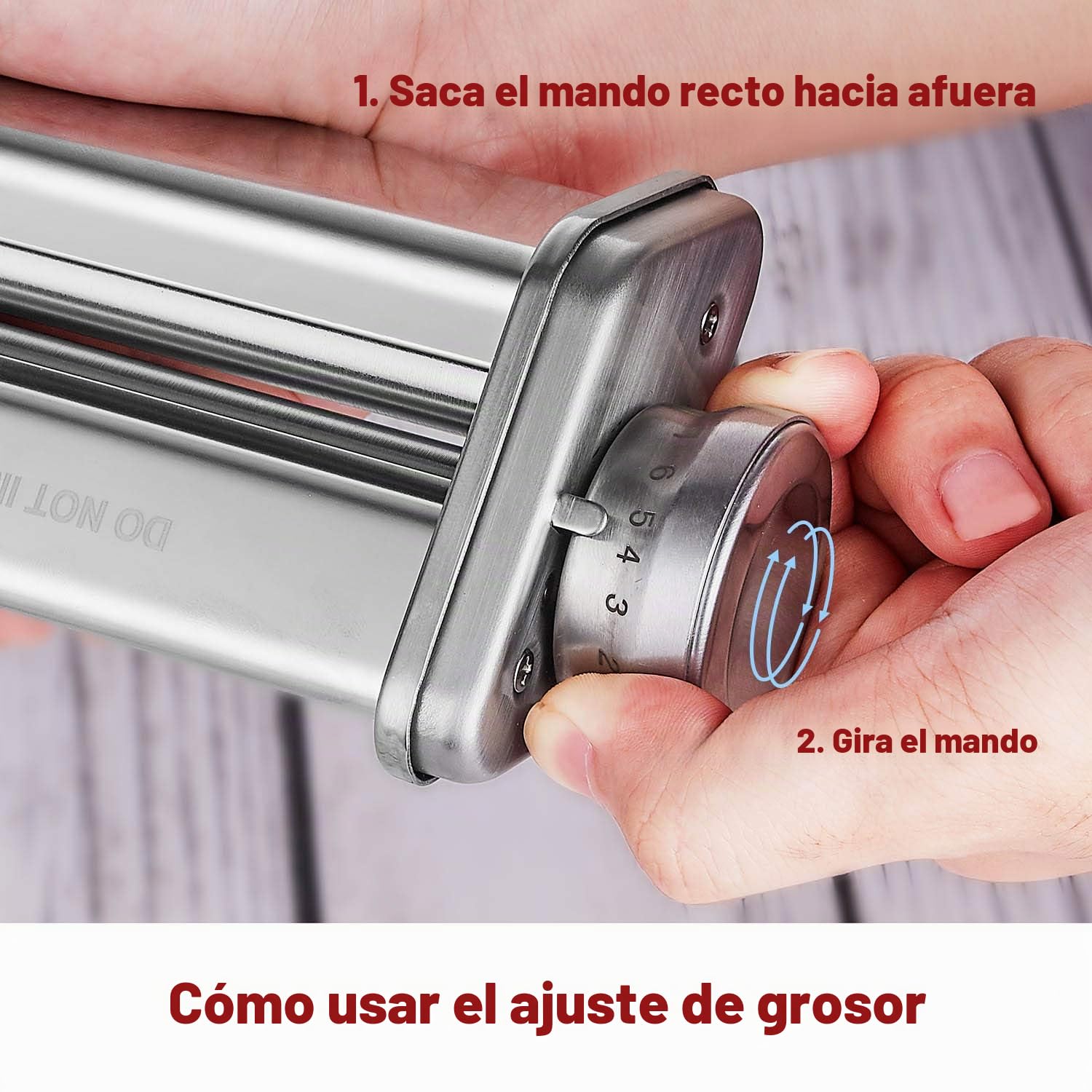 GVODE Accesorio de Pasta para KitchenAid, Accesorio de Pasta de Acero Inoxidable para KitchenAid con 8 Botones de Grosor Ajustable