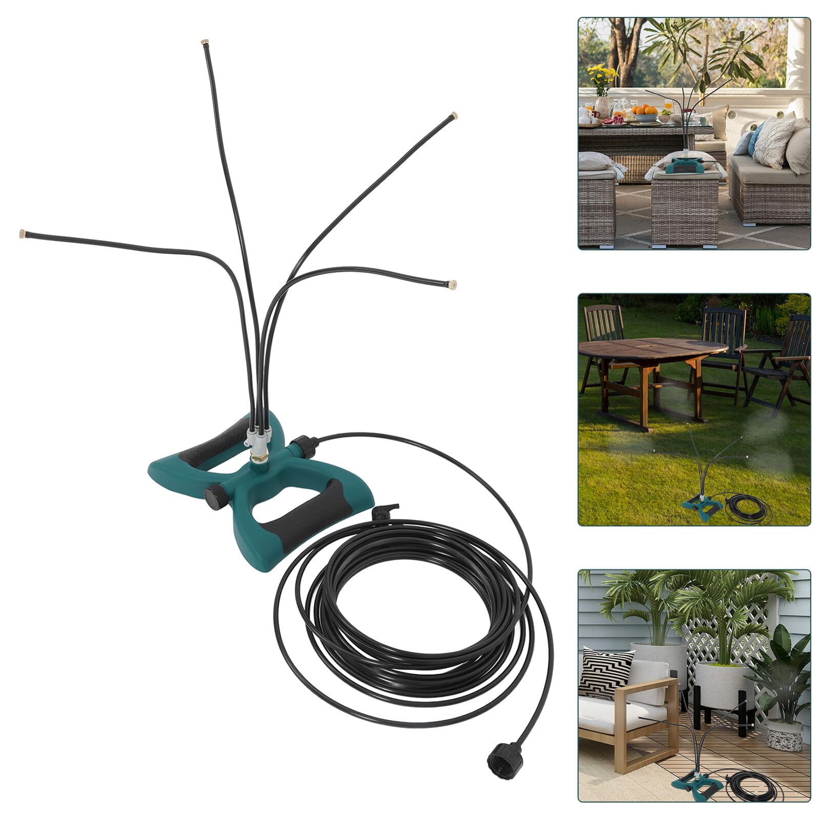 Outdoor Nebelkühlsystem Satz mit Verlängerungsschlauch Freistehend Kompatibel mit Gartenschläuchen Terrassen und Gartensprühkühlung