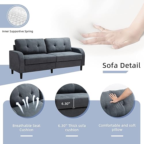 Miniatura 5 de Vongrasig Sofá tapizado de 2 plazas de 73 pulgadas con cojín de asiento profundo de 63 pulgadas para sala de estar apartamento dormitorio oficina
