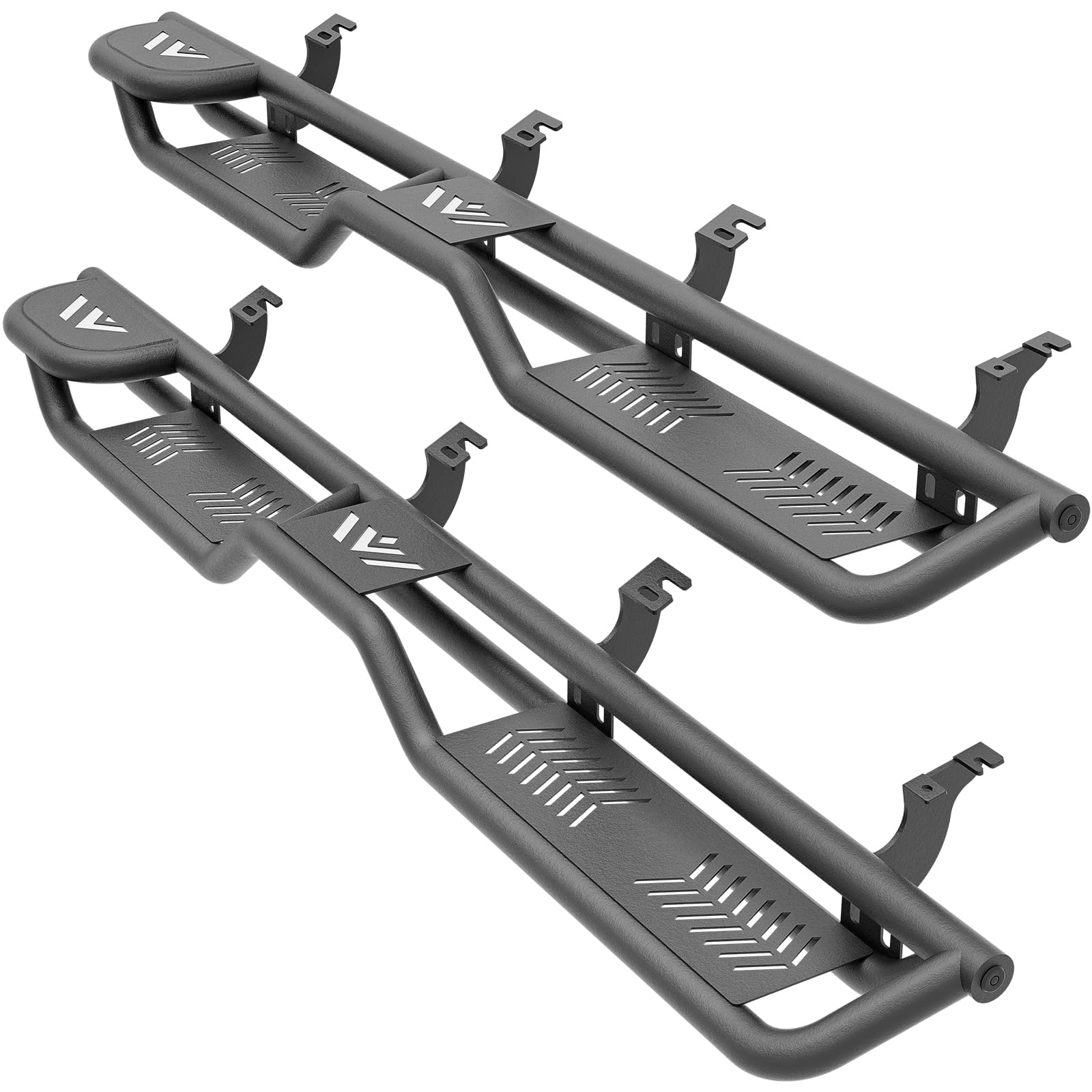 OBNAUX Two Raised Steps Running Boards For 2024-2025 Toyota Tacoma - Heavy Duty Carbon Steel, Bolt-On - View #4