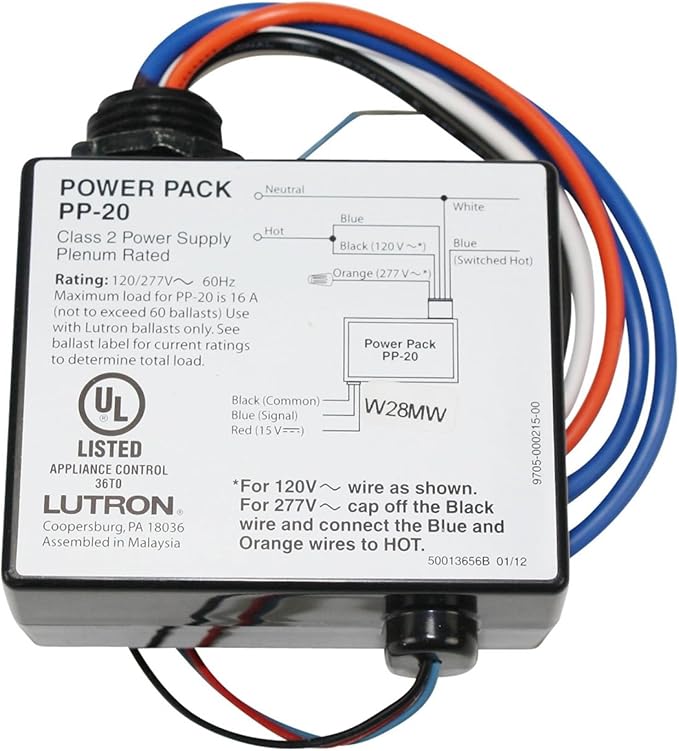 Lutron PP20 Power Pack For Lutron Ballast Only 120/277V 16AMP 16A