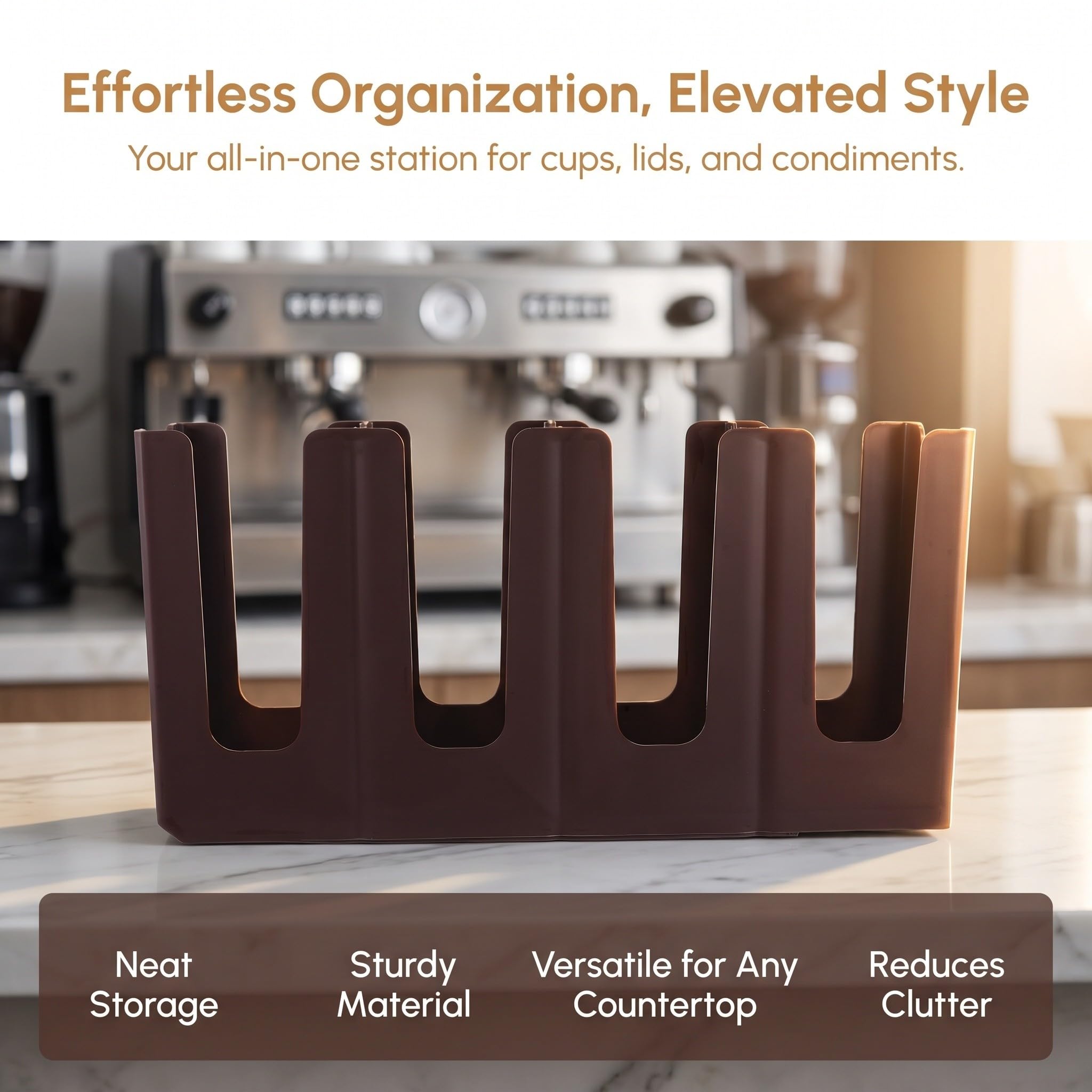 INOOMP Organizzatore di tazze da caffè, supporto da banco per tazze | Portabicchieri in carta/plastica, accessori per bevande, forniture per bar, 4 scomparti, organizer per bar