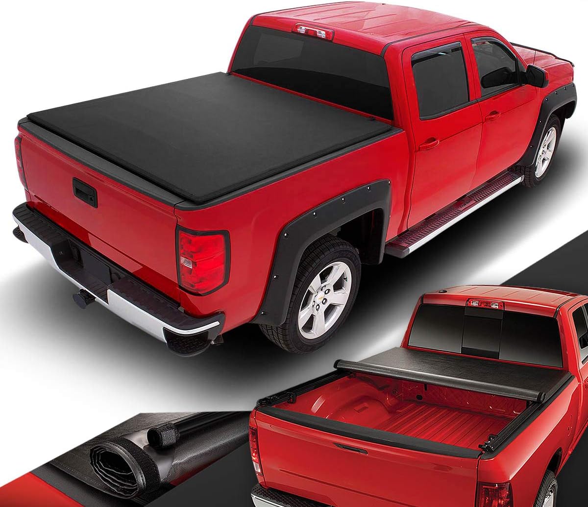 DNA Motoring TTC-RU-006 Soft Vinyl Roll-Up Tonneau Cover Compatible With 2004-2014 F150 6.5Ft Fleetside Bed