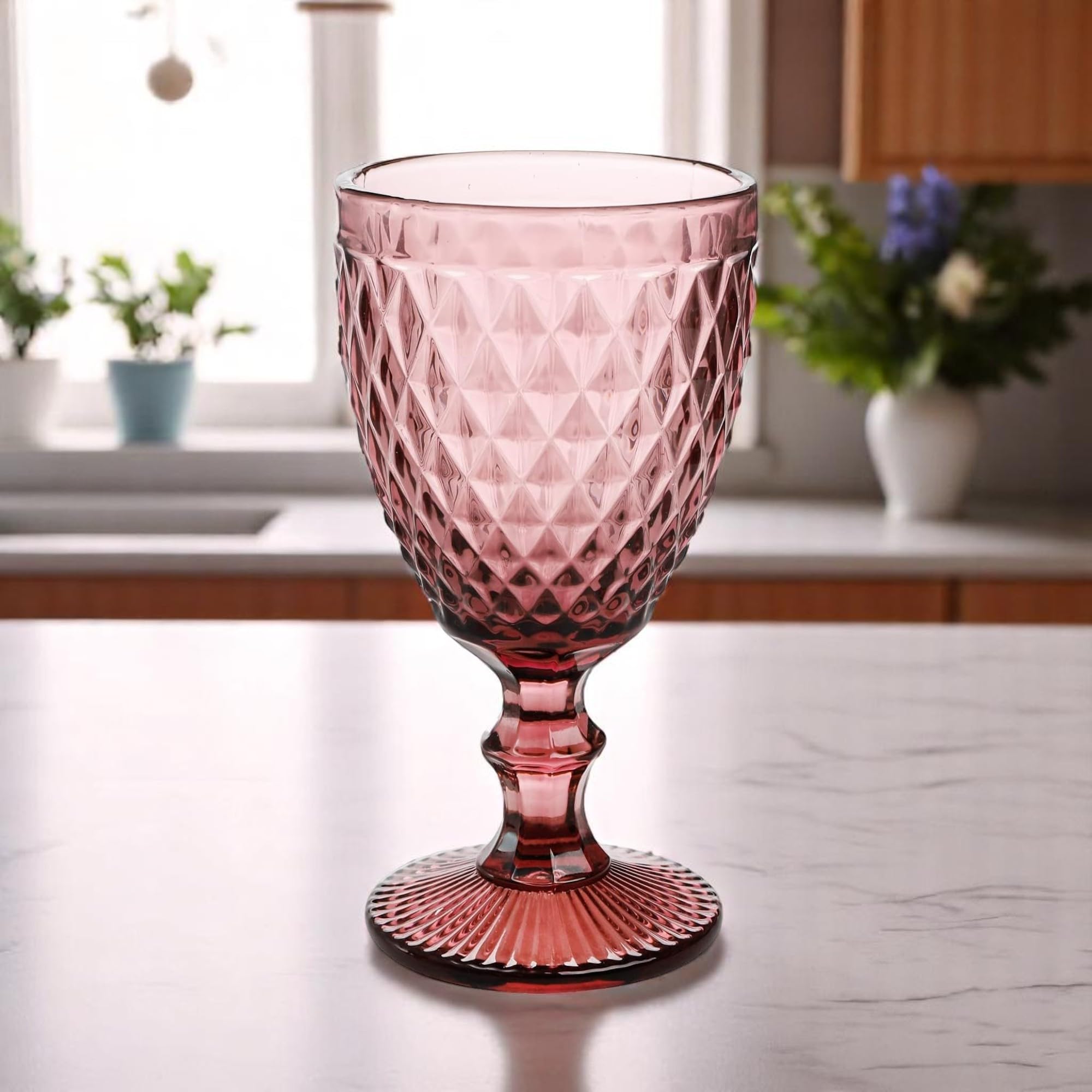 Roi Vintage 6 Pièces Set Filet De Verre À Vin - Verres À Boire Longs - Mauve