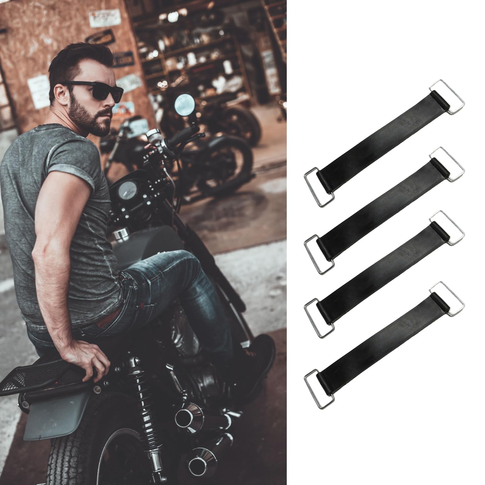 Fascia elastica per batteria, cinghia di tensione per batteria, batteria per moto, cinghia fissa, estensibile, robusta sostituzione della cinghia della batteria, supporto per batteria sicuro per