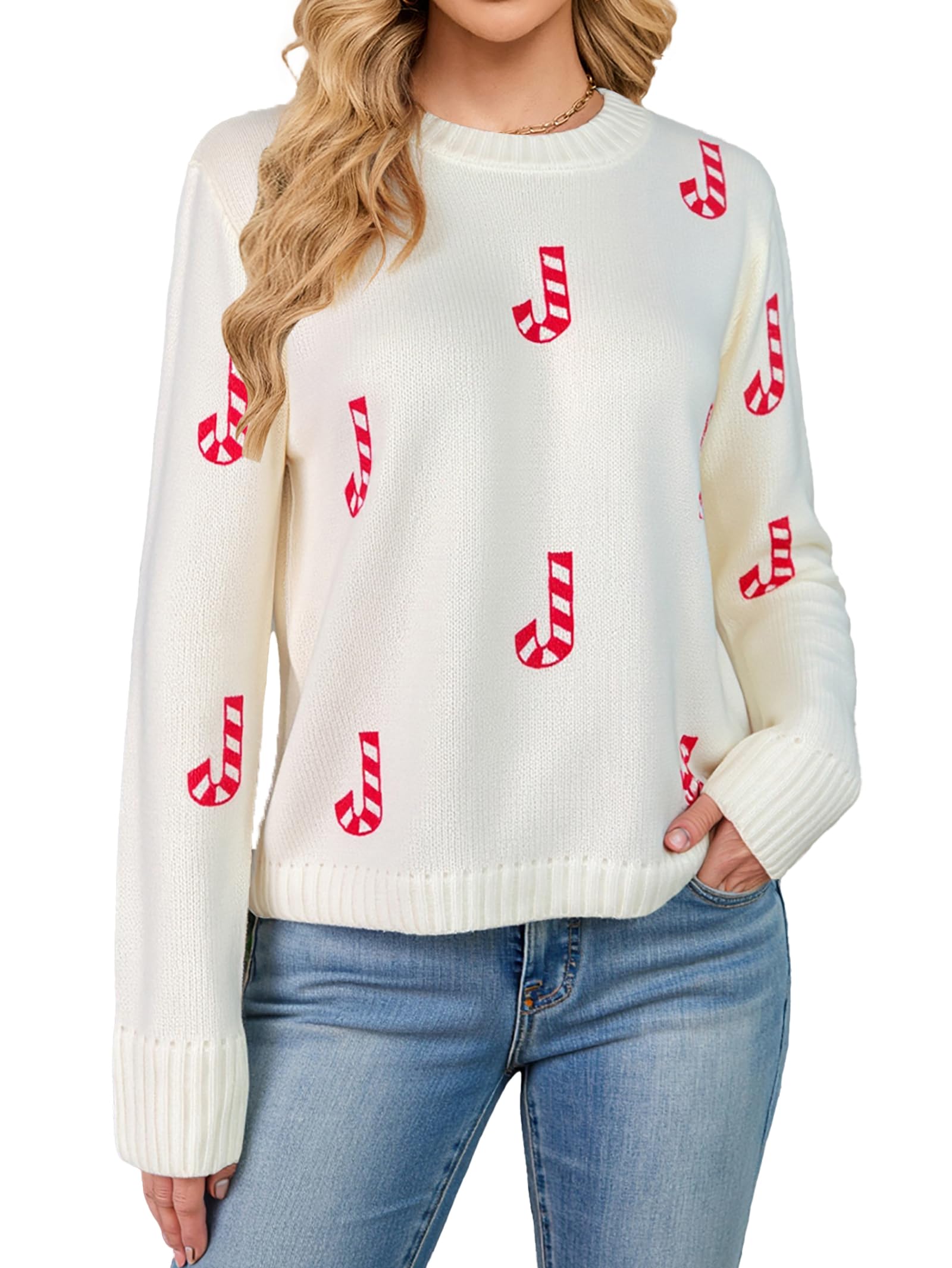 SunnyMelody Womens Ugly Christmas Sweater Tree Print Sweaters for Women Fall Winter 2025 Trendy Holiday Party Funny Cute