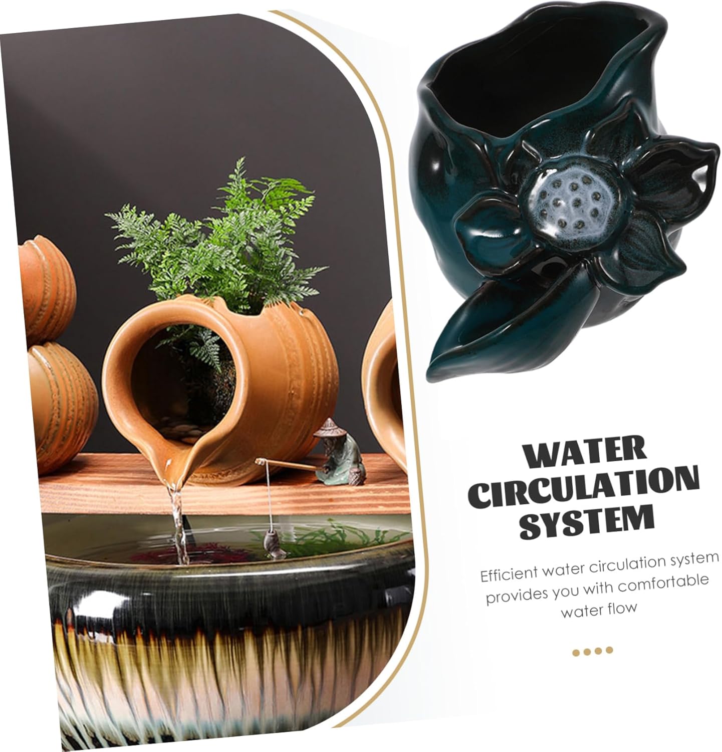 VICASKY Indoor/Outdoor Fountain Spout Replacement Elegant Ceramic Waterfall Supply for Pond Easy Installation Garden Decor