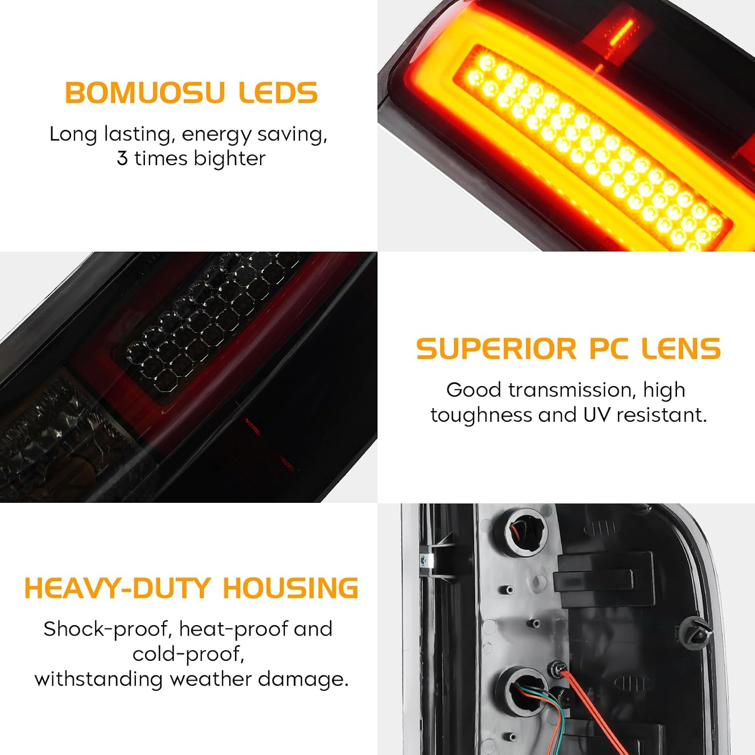LED Tail Light + 3rd Brake Light Kit Fit for Chevy Silverado 1500 2500 HD 3500 HD 2007-2014, for GMC Sierra 3500 HD 2008-2014 with Dual Wheel Only, 3Pcs, Smoke Lens