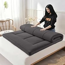 Queen Checkered Mattress Topper, Double-Sided Usable Design, Skin-Friendly On One Side AndBreathable On The Other
