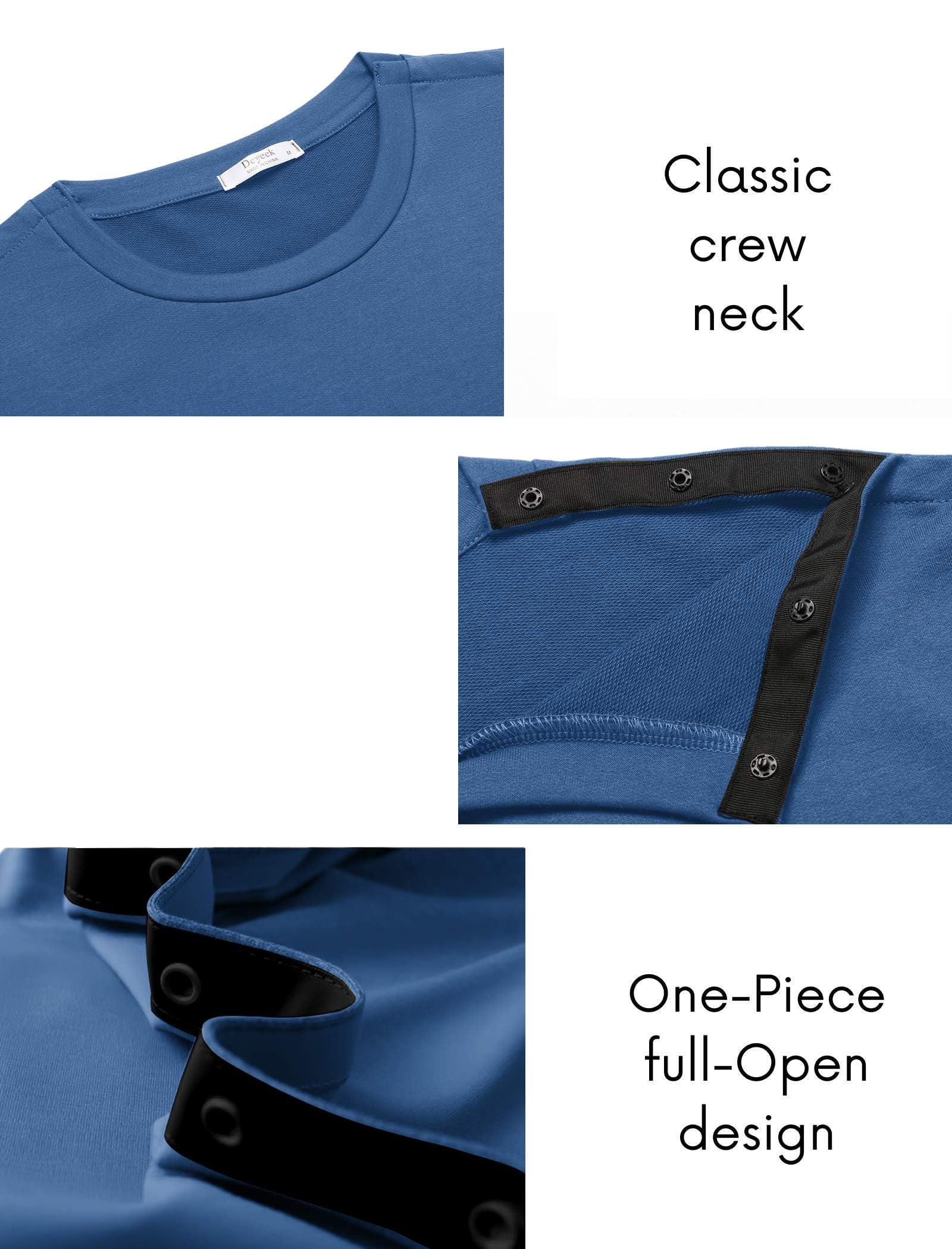 Deyeek Post Shoulder Surgery Recovery Shirts for Men Chemo Port Access Top Snap Full Tear Away Long Sleeve
