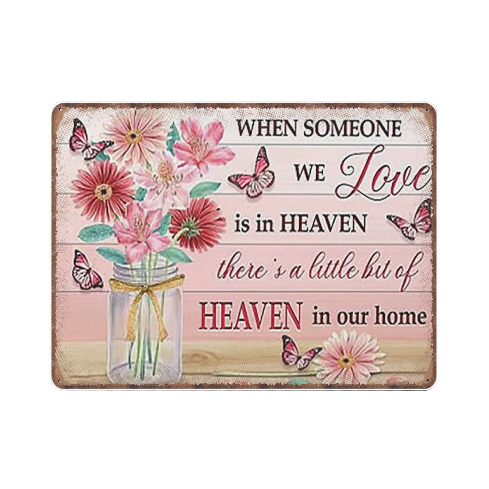 rayprint Heaven in Our Hearts Father's Day Mother's Day Tin Signs Retro Funny Metal Sign Vintage Poster Wall Art for Kitchen Garden Bathroom Farm Home Coffee Decor Tin Sign, 30x40 cm
