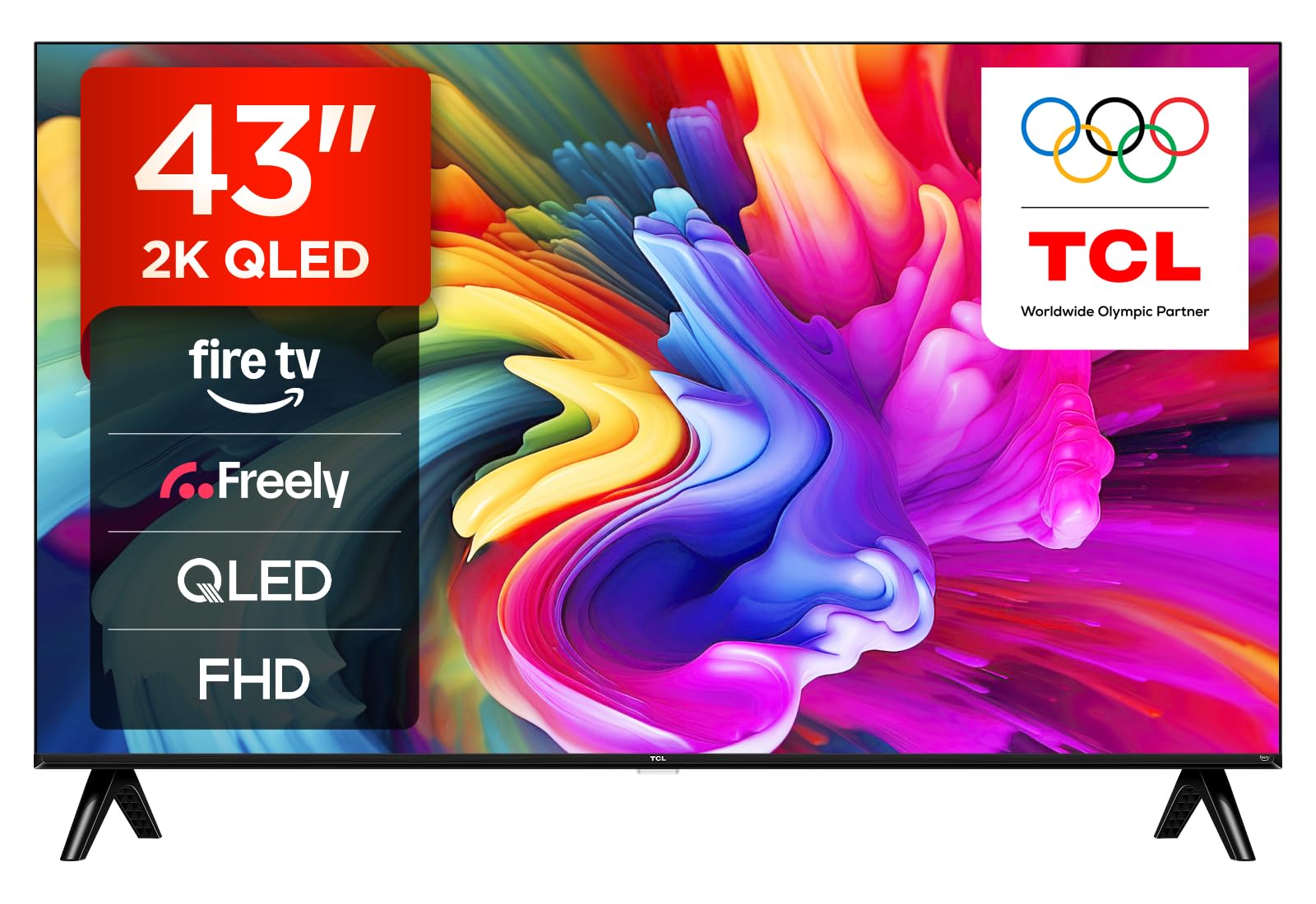 TCL 43SF560-UK 43 Inch Full HD QLED HDR Smart TV with Fire TV Press & Ask Alexa, Metallic Bezel-Less Design