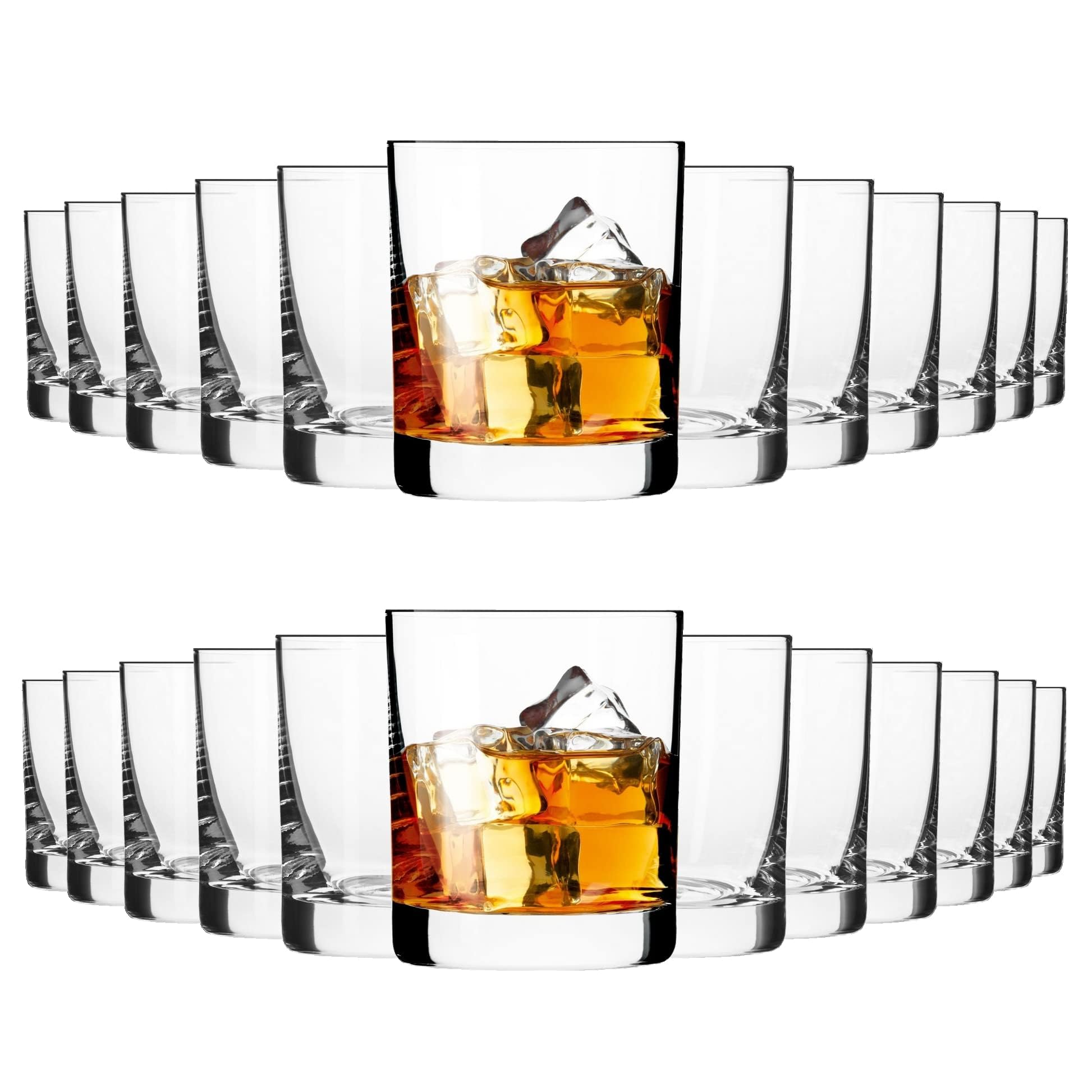 Whiskey Gläser Set 300 ml - 24 Stück Whisky Tumbler Gläser - Kristall Trinkgläser für Scotch Bourbon - Cocktailgläser für Partys - Eventgläser - Partyservice