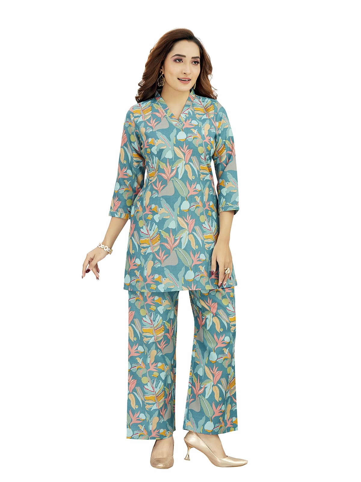 Women’s Flex Cotton Co-ord Set | Printed Short Kurti & Pant with Pocket | Daily & Office Top & Bottom Wear for Women-picture-40